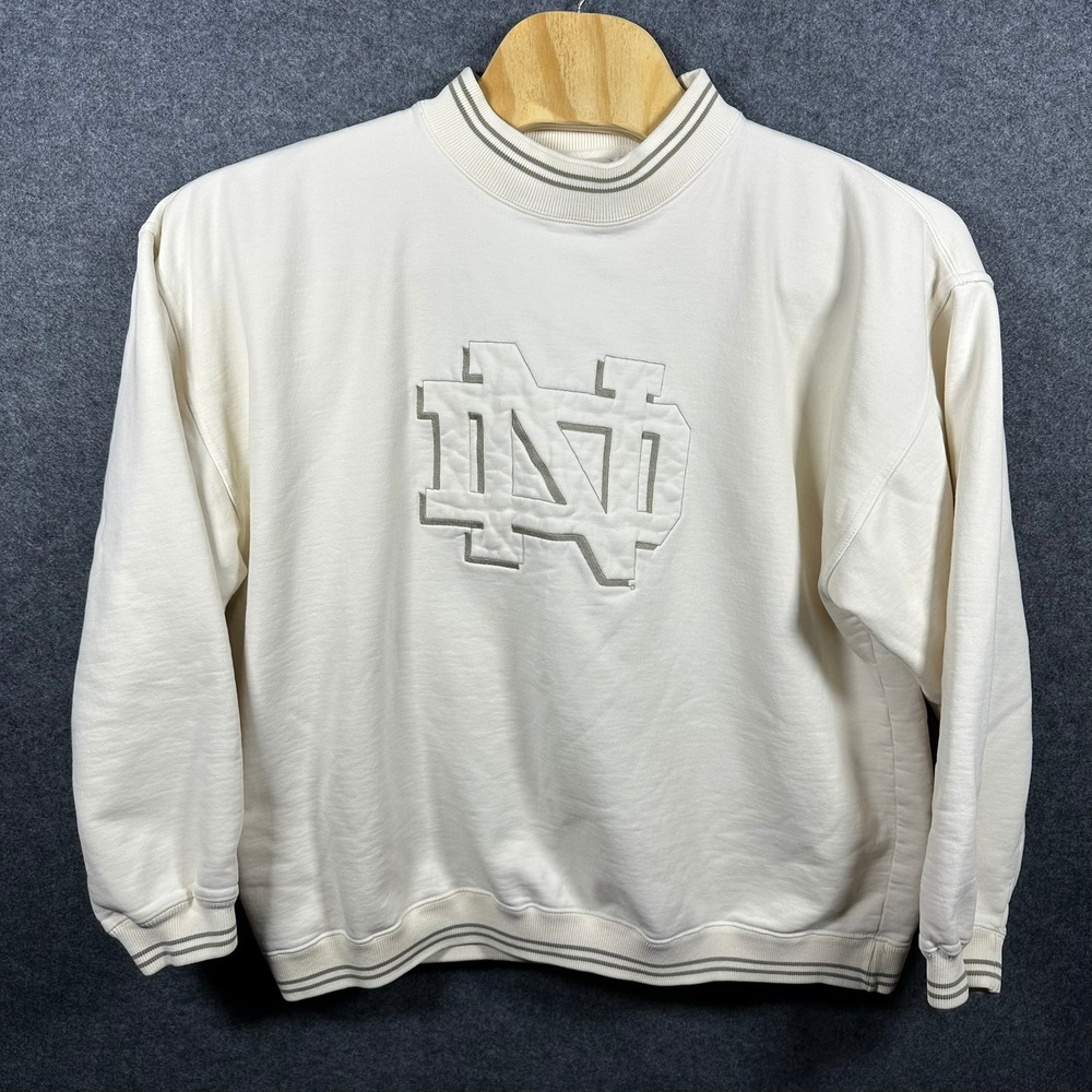 Gear for Sports Notre Dame Sweatshirt XXL Cream Big Cotton Vintage Mock Neck ND